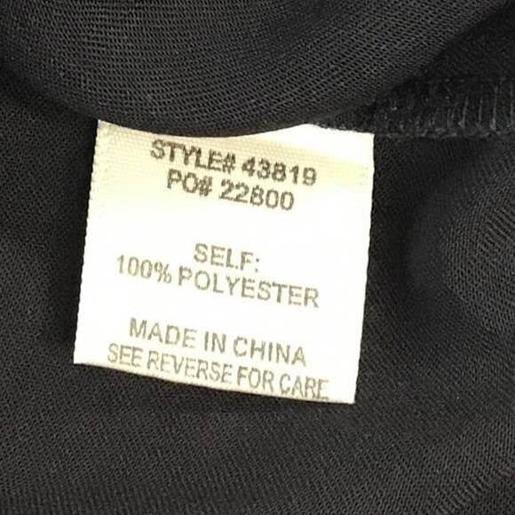 SKIES ARE BLUE XS black satin collared long sleeve button tie top blouse NWT 0B3 - Picture 6 of 7